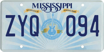 MS license plate ZYQ094