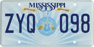 MS license plate ZYQ098