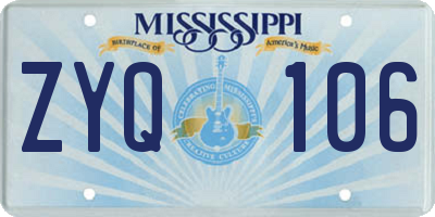MS license plate ZYQ106