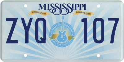 MS license plate ZYQ107