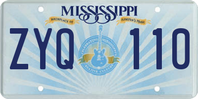 MS license plate ZYQ110