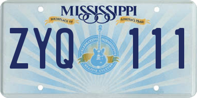 MS license plate ZYQ111