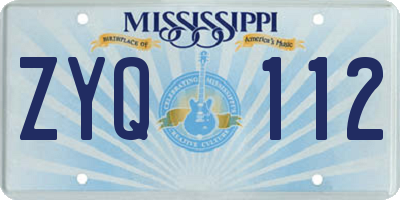 MS license plate ZYQ112