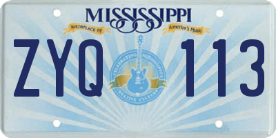 MS license plate ZYQ113