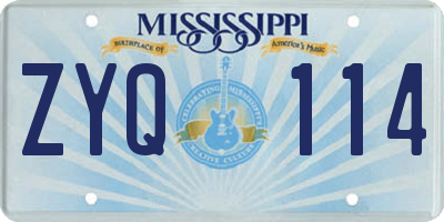 MS license plate ZYQ114