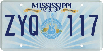 MS license plate ZYQ117