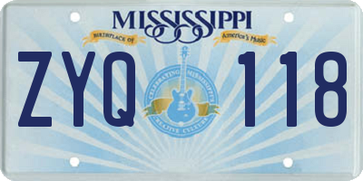 MS license plate ZYQ118