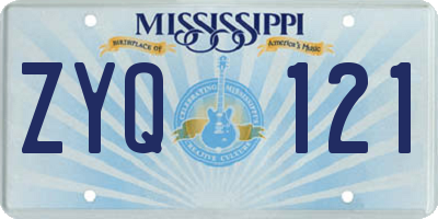 MS license plate ZYQ121
