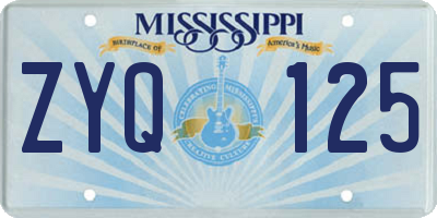 MS license plate ZYQ125