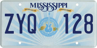 MS license plate ZYQ128