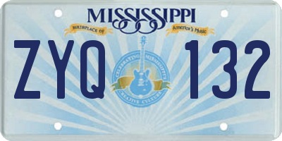 MS license plate ZYQ132