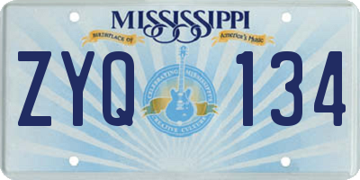 MS license plate ZYQ134