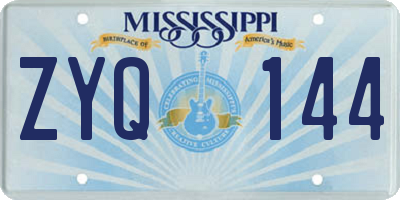 MS license plate ZYQ144