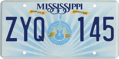 MS license plate ZYQ145