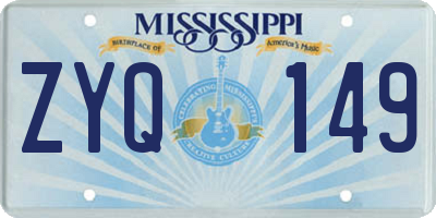 MS license plate ZYQ149