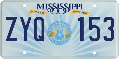MS license plate ZYQ153