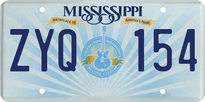 MS license plate ZYQ154