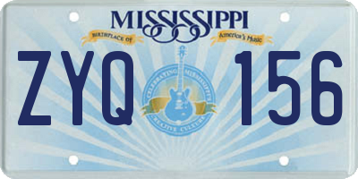 MS license plate ZYQ156