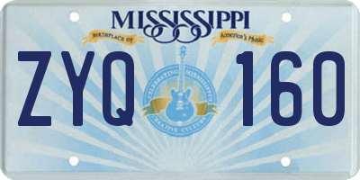 MS license plate ZYQ160