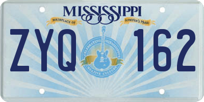 MS license plate ZYQ162