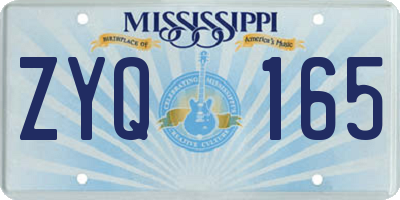 MS license plate ZYQ165