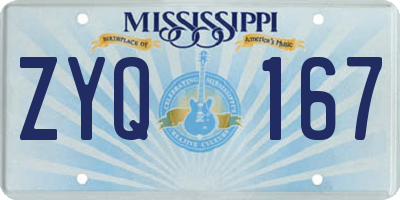MS license plate ZYQ167