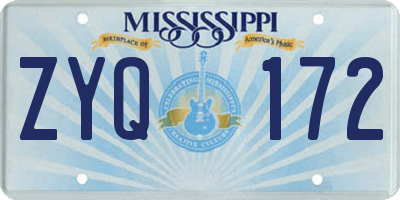 MS license plate ZYQ172