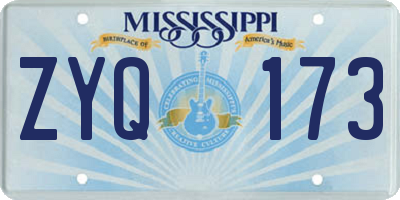 MS license plate ZYQ173