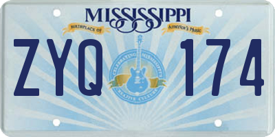 MS license plate ZYQ174