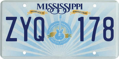 MS license plate ZYQ178