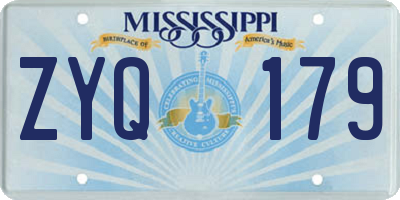 MS license plate ZYQ179