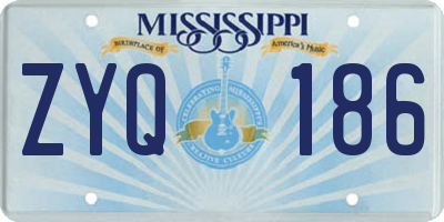 MS license plate ZYQ186
