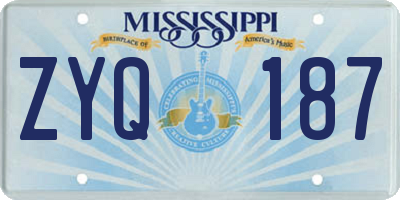 MS license plate ZYQ187