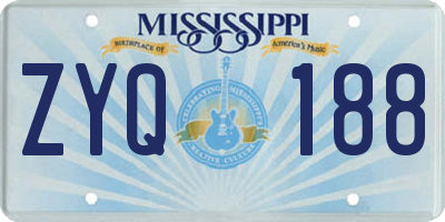 MS license plate ZYQ188