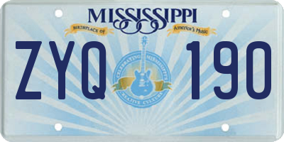 MS license plate ZYQ190