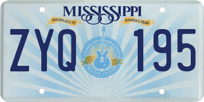 MS license plate ZYQ195