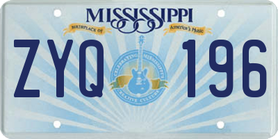 MS license plate ZYQ196