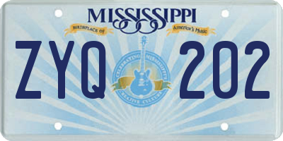 MS license plate ZYQ202
