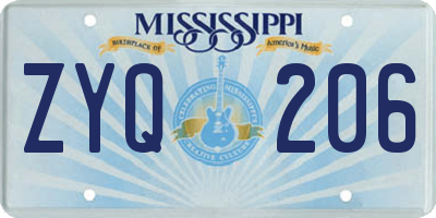 MS license plate ZYQ206
