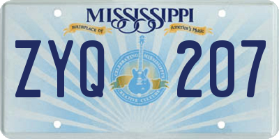 MS license plate ZYQ207