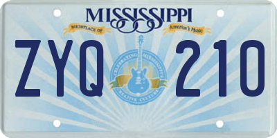 MS license plate ZYQ210