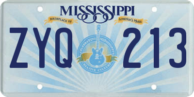 MS license plate ZYQ213