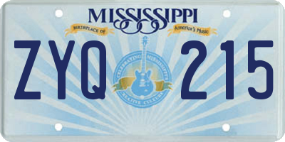 MS license plate ZYQ215