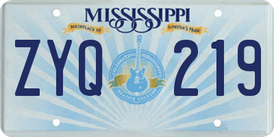 MS license plate ZYQ219