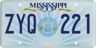 MS license plate ZYQ221
