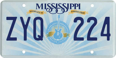 MS license plate ZYQ224