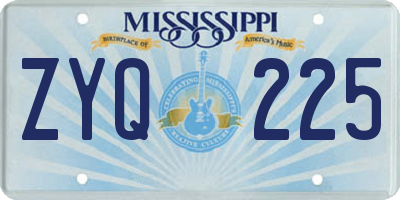 MS license plate ZYQ225