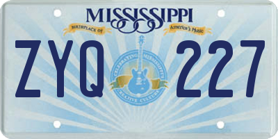 MS license plate ZYQ227