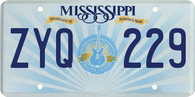 MS license plate ZYQ229
