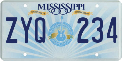 MS license plate ZYQ234